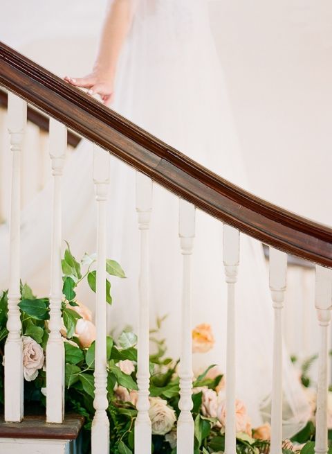 Flowers Lining the Staircase
