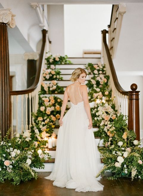 Peach and cream wedding dress outlet