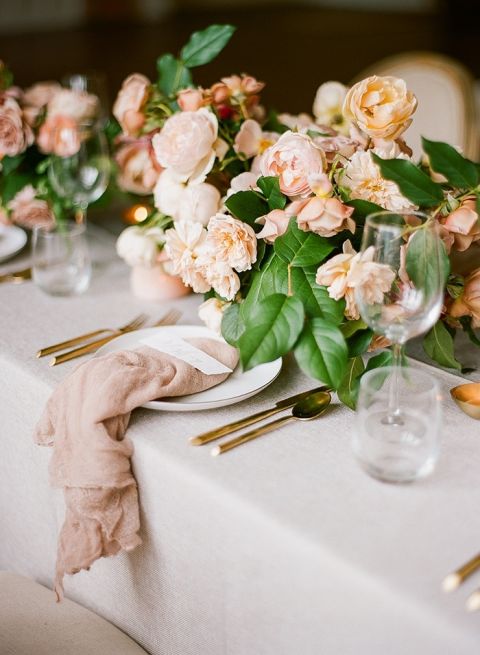 Stunning Peach and Magnolia Centerpiece