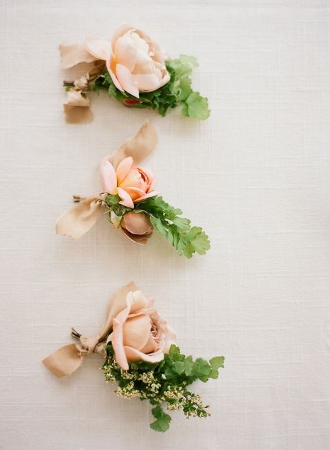 Chic Peach Boutonnieres 