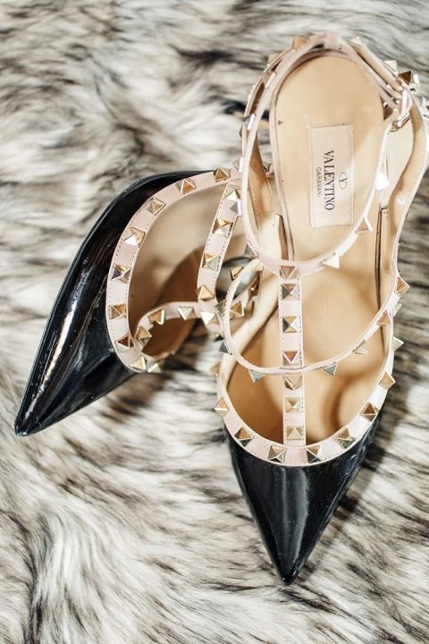 Black and Nude Valentino Rockstud Heels