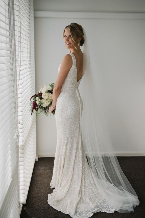 Modern Glam Sequin Wedding Dress for a Real Bride