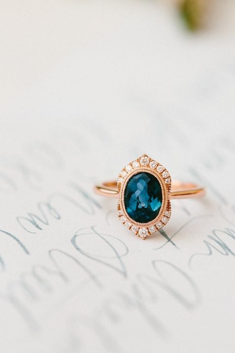 Rose Gold and Sapphire Engagement Ring with Vintage Style