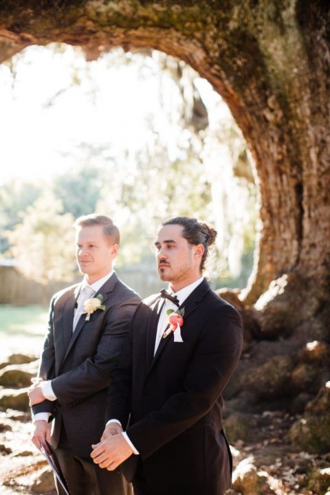 Groom Waiting for his Bride to Walk Down the Aisle
