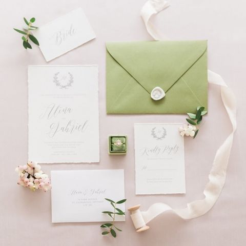 Spring Green Wedding Invitation Suite