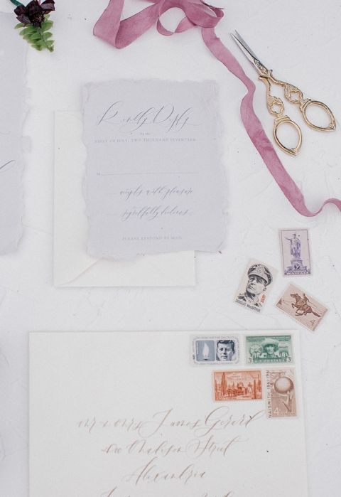 Vintage Stamps for an Heirloom Wedding Invitation Suite