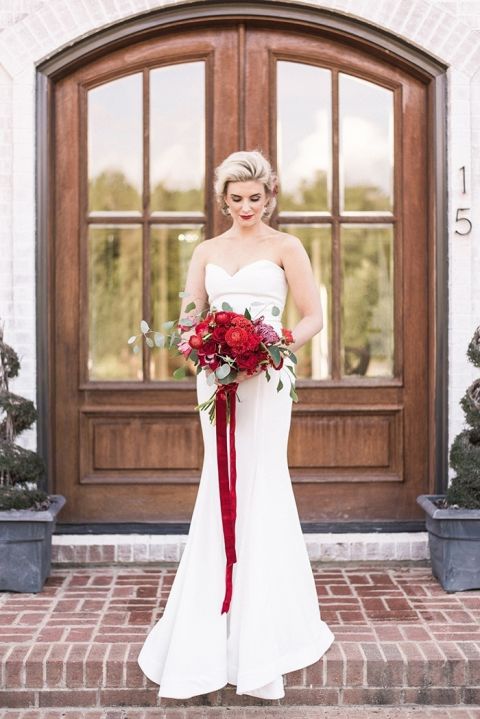 Timeless red and white wedding dresses store