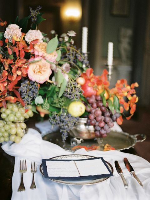 Still Life Inspired Centerpiece with Antique Decor