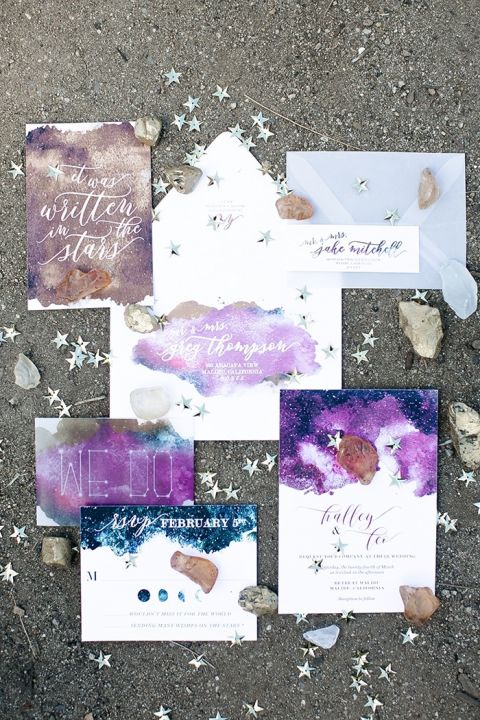 Galaxy Inspired Invitations for a Celestial Wedding Shoot