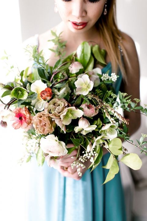 Sage Green and Coral Wedding Flowers