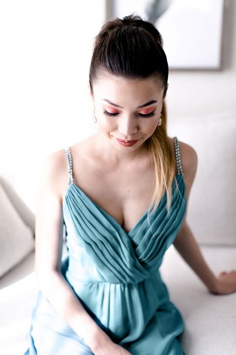 Chiffon Bridesmaid Dress with Crystal Straps