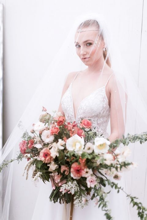 Ethereal Celestial Bridal Photos with a Veil and Stardust Makeup