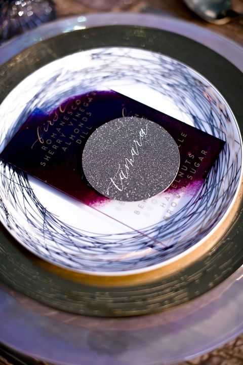 Silver Glitter Full Moon Place Card