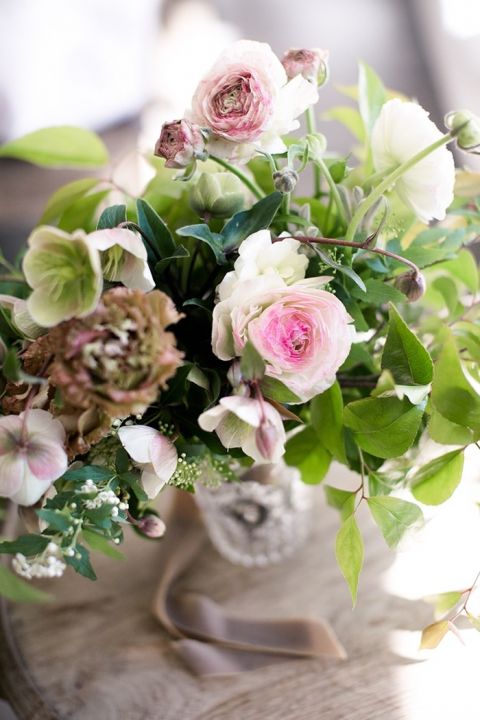 Green, Mauve, and White Wedding Flowers
