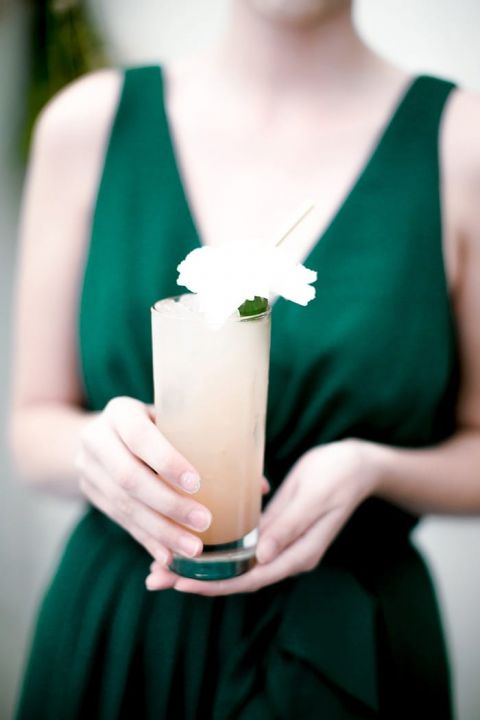 Grapefruit Cocktail with a Floral Garnish