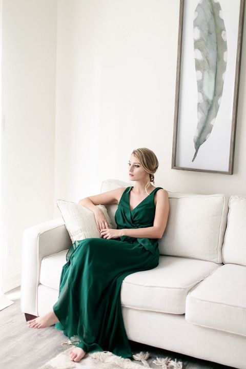 Dramatic Emerald Green Bridesmaid Dress
