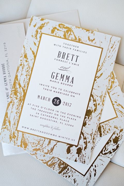 Metallic Gold Foil Wedding Invitations