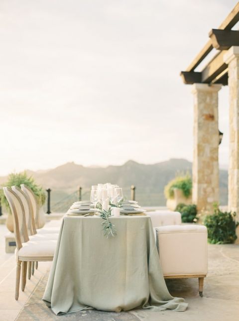 Sage Green and Gold Intimate Wedding Reception