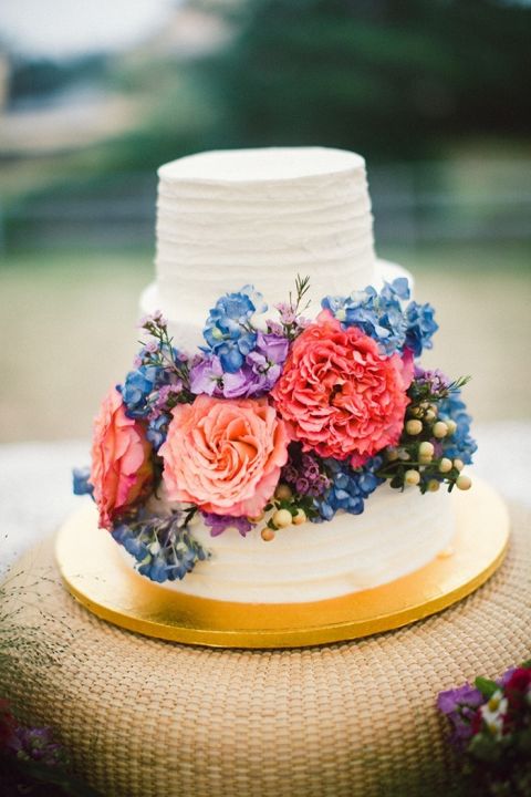 Colorful Chic Floral Wedding Cake