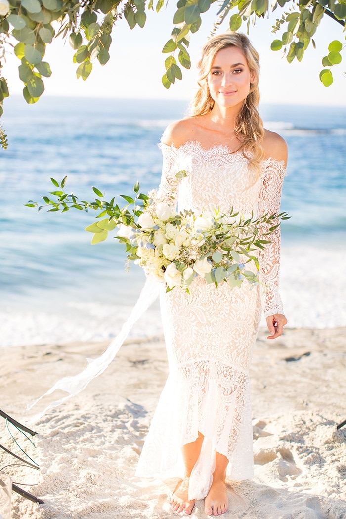Barefoot Beach Bride for a Coastal Elopement | Hey Wedding Lady