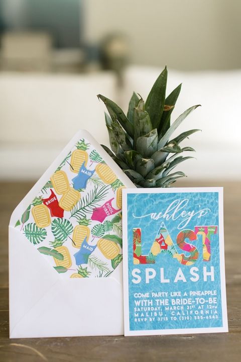 Colorful Pool Party Bachelorette Invitations