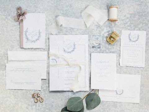 Blue Wedding Invitations with a Subtle Crest