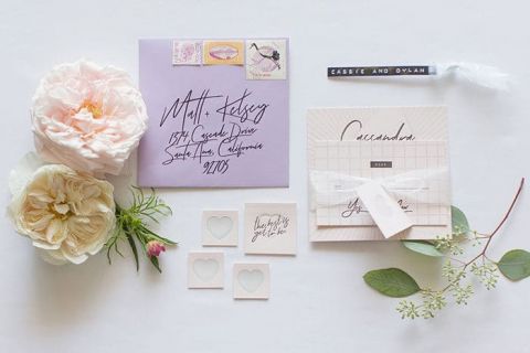 Modern Calligraphy Wedding Stationery with an 80's Neon Theme