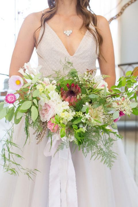 Modern Botanical Bouquet in Pink and Purple