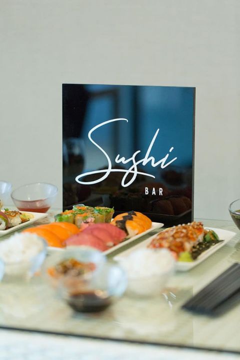 Black and White Acrylic Signage for a Sushi Bar