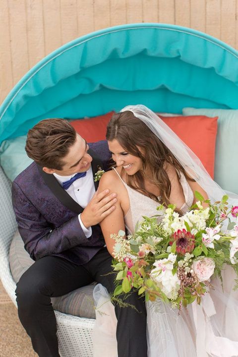 Neon 80's Beach Vibes for a Creative Wedding