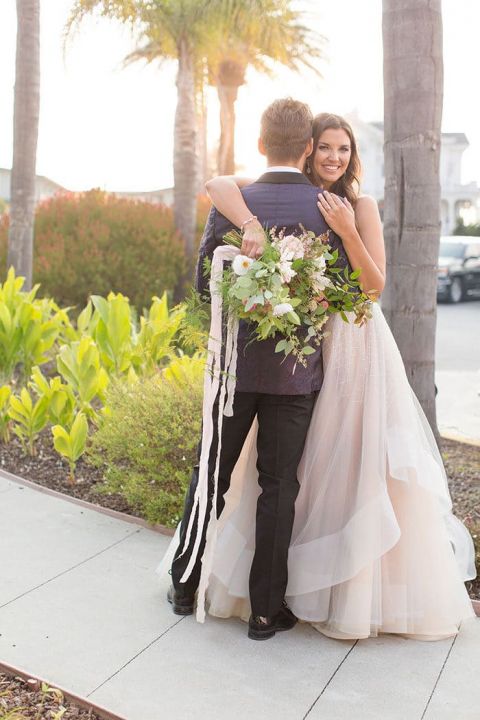 Colorful Purple Wedding Style with a Hayley Paige Gown