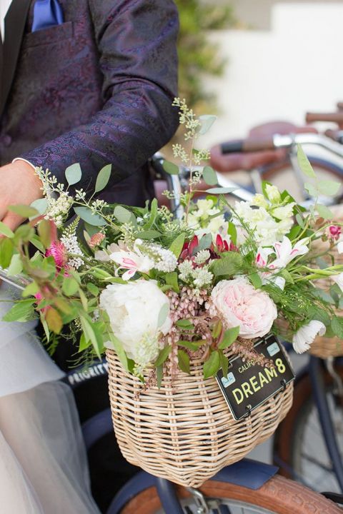 Retro Bike Basket for the Bride's Bouquet