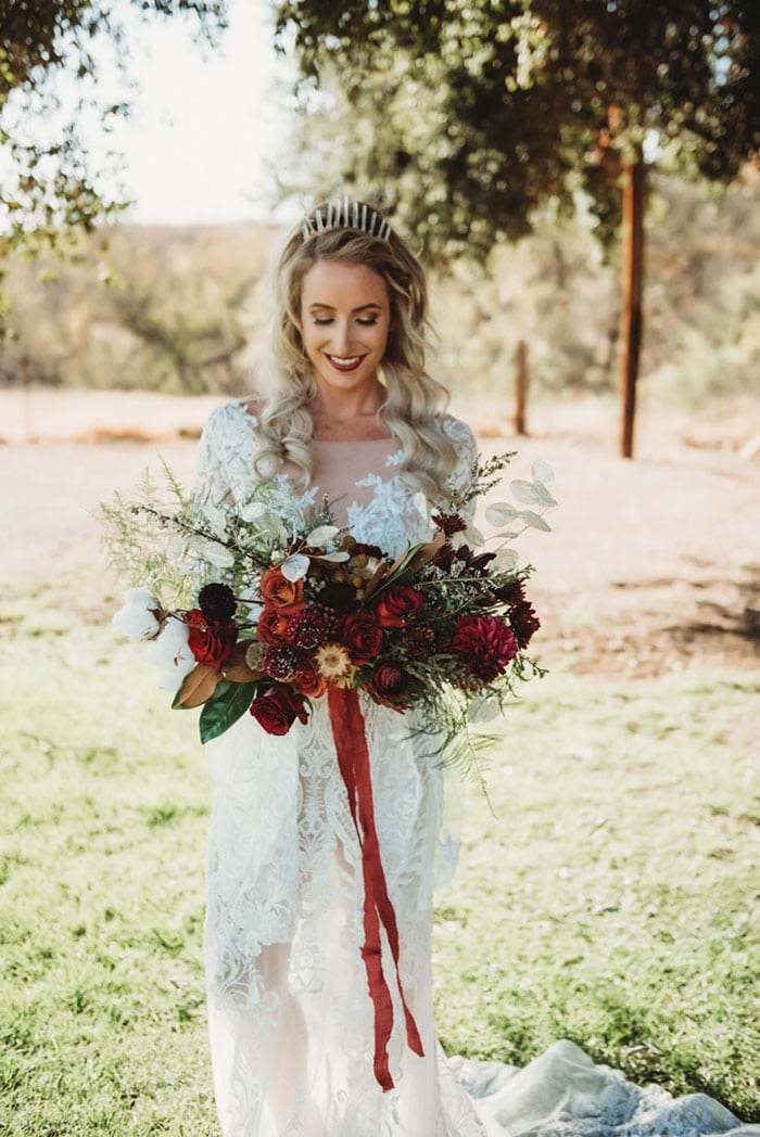boho winter wedding guest