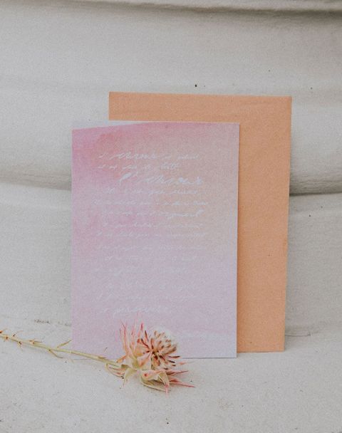 Blush and White Calligraphy Wedding Stationery