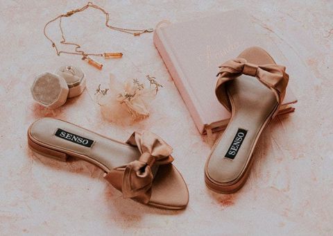 Satin Bow Slides for a Chic Bridal Look