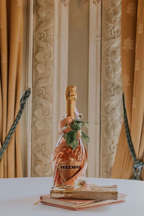 Pink Champagne with Tropical Flowers