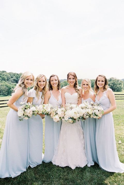 French blue cheap bridesmaid dresses