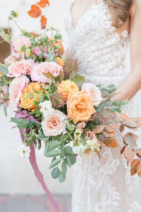 Living Coral meets Mustard Yellow for a Modern Wedding Palette with Old ...