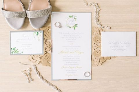 Elegant Gray and Gold Invitations to Match Modern Farmhouse Decor