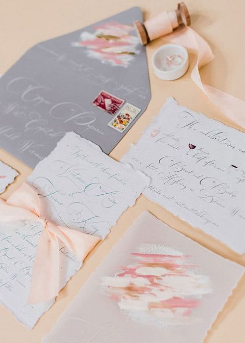 Artistic Brush Stroke Wedding Stationery