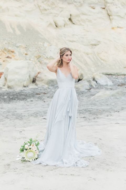 Blue Wedding Dress for an Ethereal Coastal Bride - Hey Wedding Lady