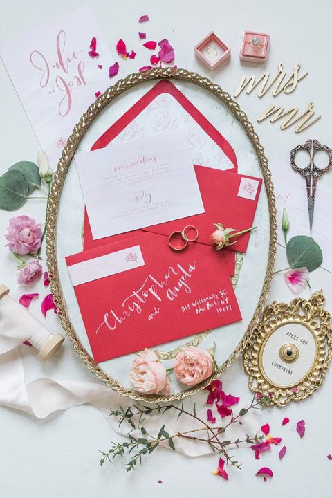 Red and White Ink Invitations