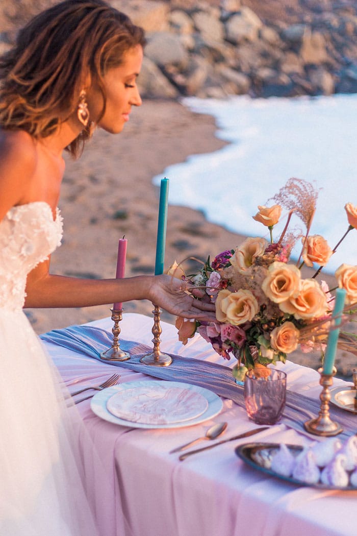 Colorful Beach Sunset Bridal Shoot | Hey Wedding Lady