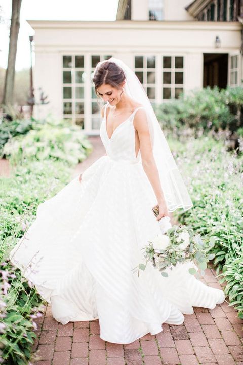 Hayley paige striped on sale wedding gown price