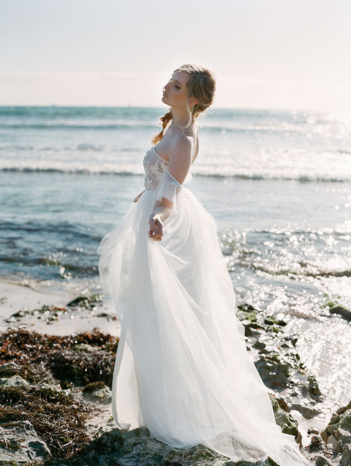 Luxe Beach Elopement with Couture Bridal Style | Hey Wedding Lady