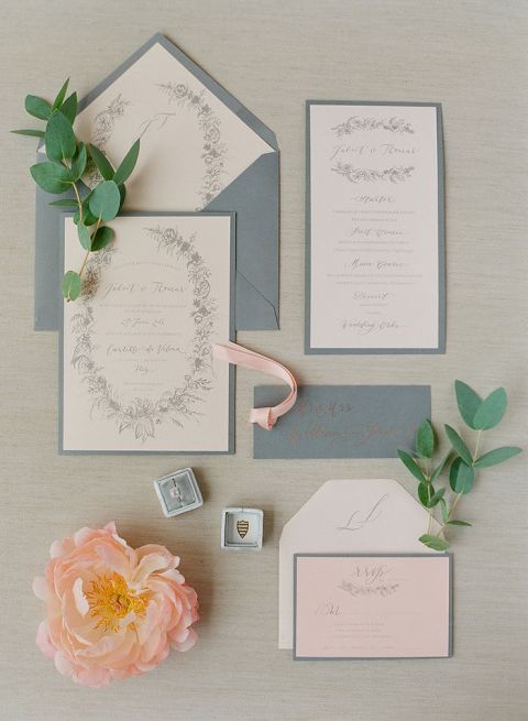 Coral and Gray Luxury Elopement in the Italian Countryside