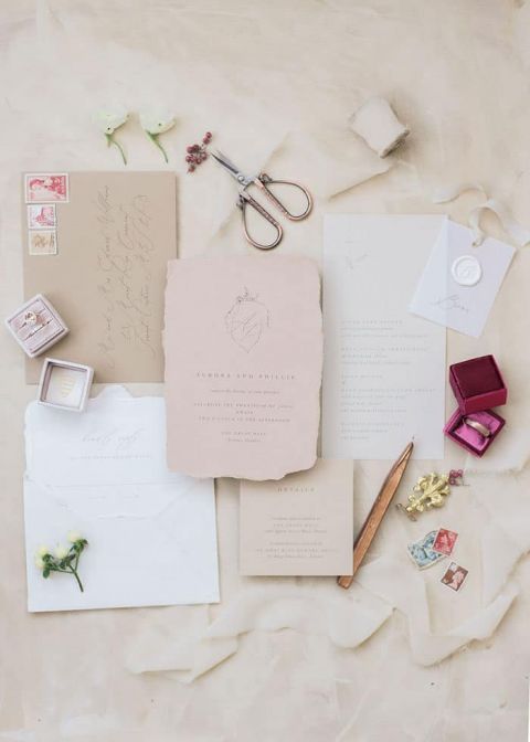 Blush and Linen Wedding Invitations