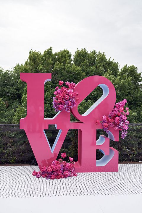 LOVE Letter Backdrop for a Modern Glam Engagement Party