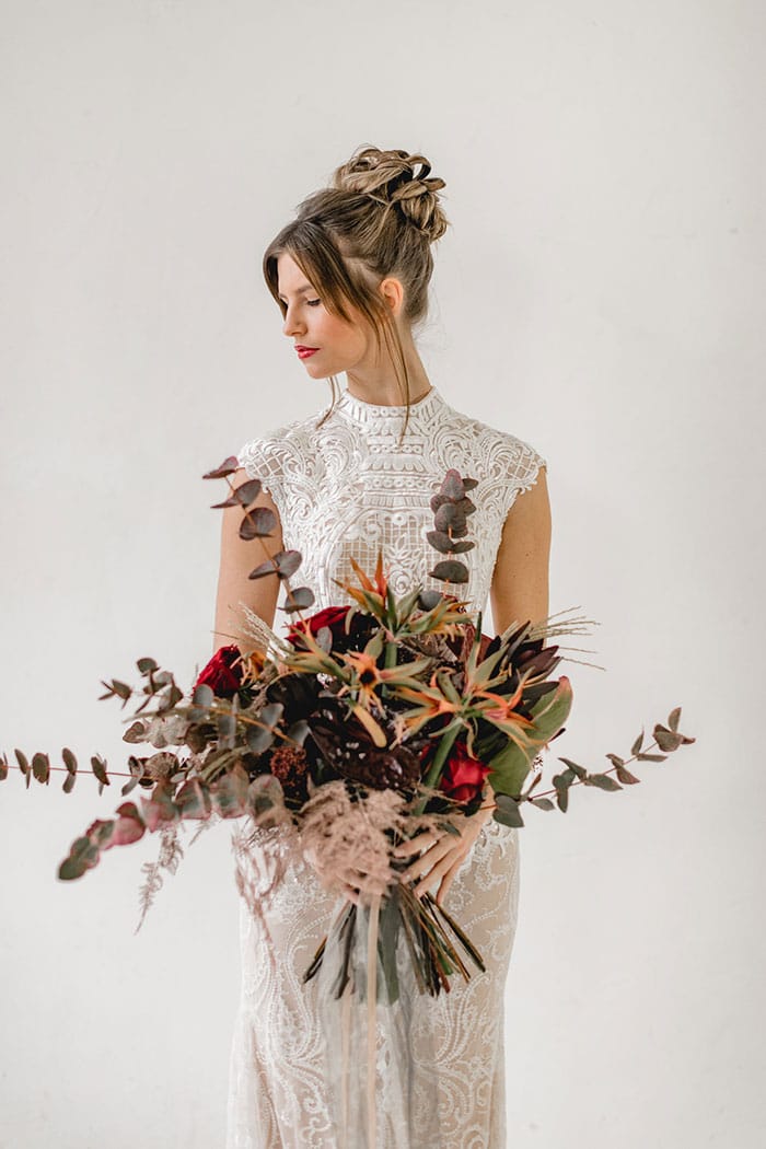 Bold Red Roses and Creative Bridal Style Come Together - Hey Wedding Lady