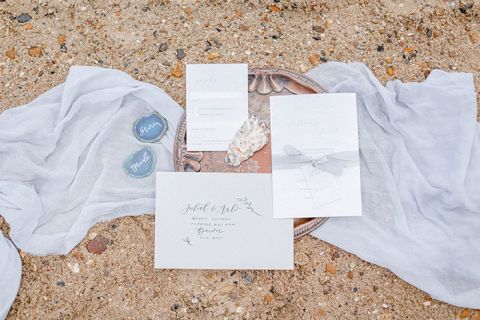 Cozy Coastal Elopement in Seaside Shades of Blue and Gray